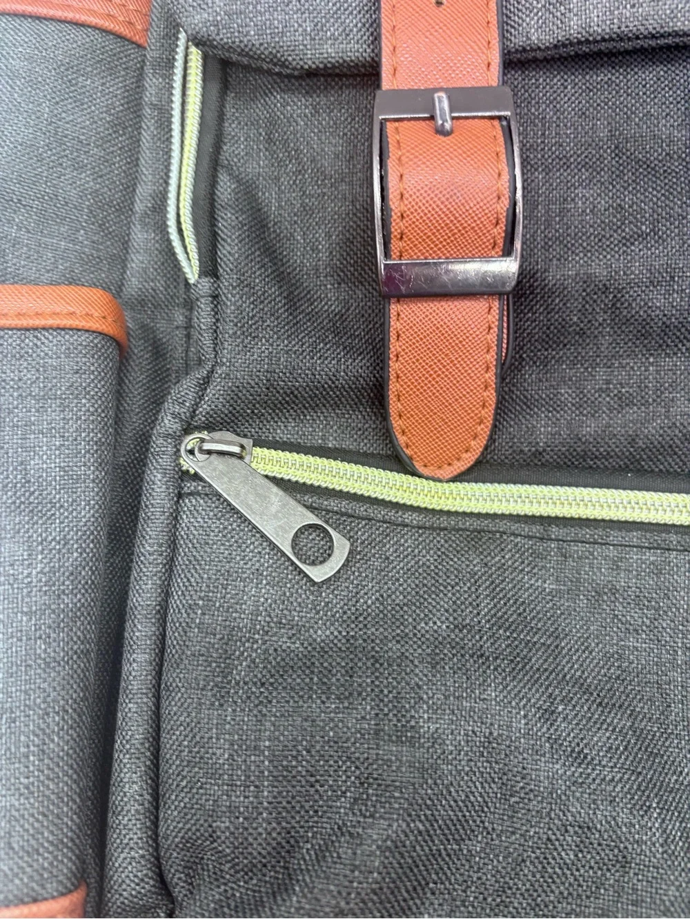 Charcoal Canvas Men's Backpack with Brown Trim